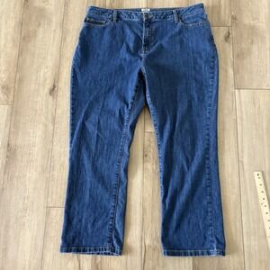 L.L. Bean Classic Fit Straight Leg Women's Dark Wash Blue Denim Jeans Sz 20P
